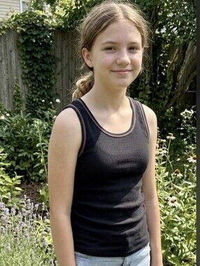 Girl's XL 14/16 Black Faded Glory Tank Top with Pink Thread Accent
